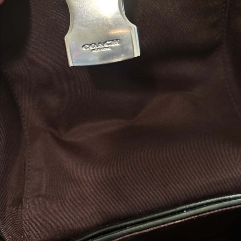 Coach Black Leather Drawstring Backpack with Gold Hardware - Picture 11 of 14